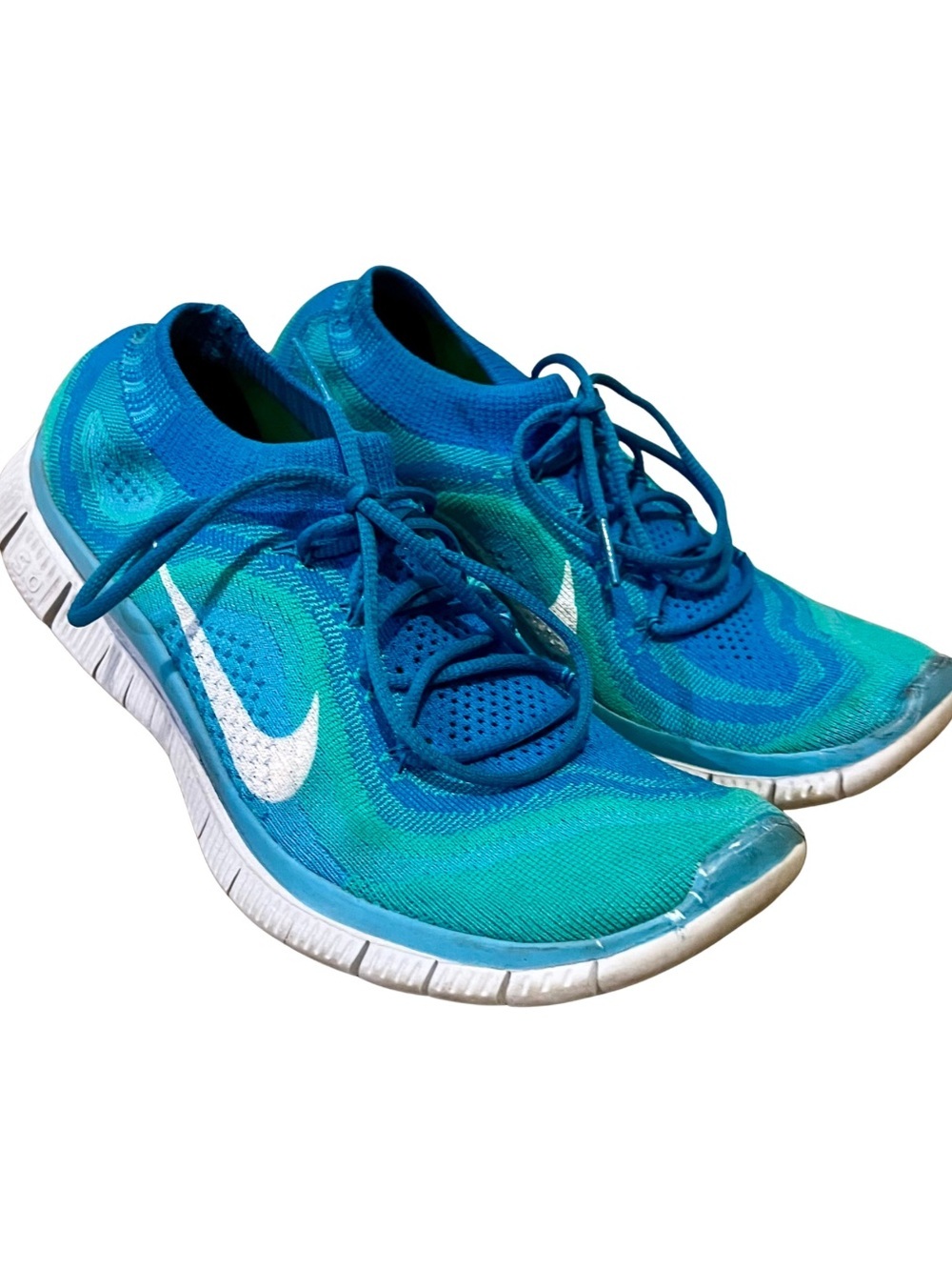 Nike Free Flyknit 5.0 Blue Turquoise Running Shoes Women’s Size 9.5